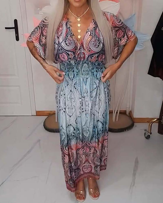 V-Neck Waist Draped Holiday Dress