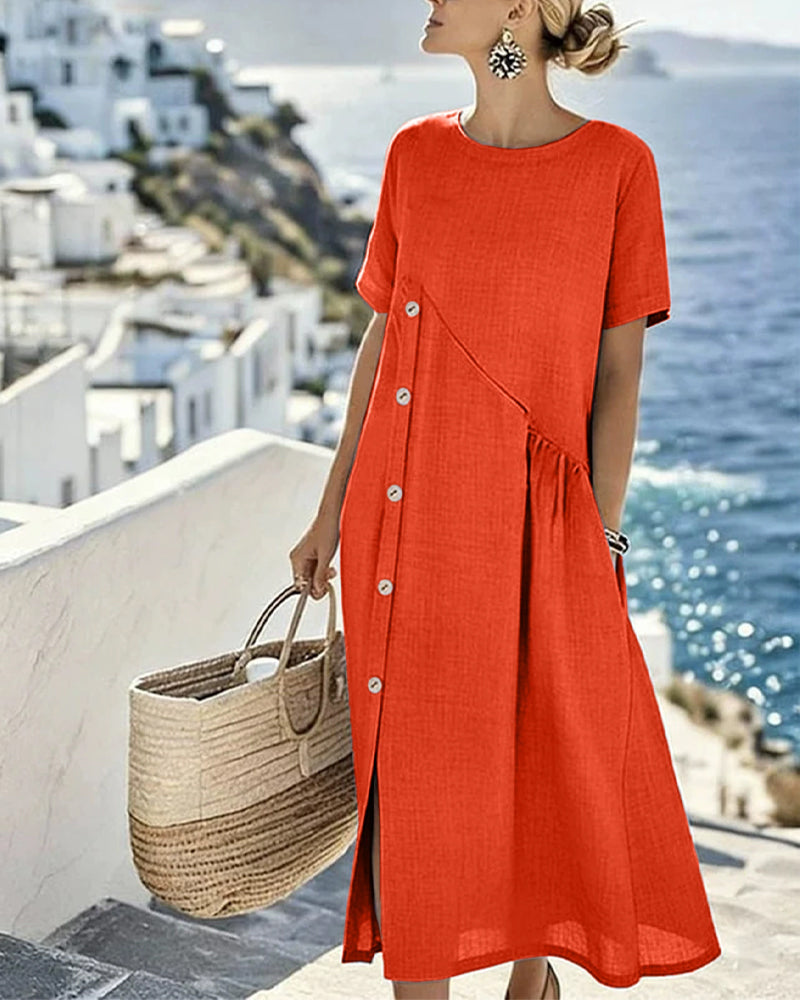 Button Decor Casual Dress