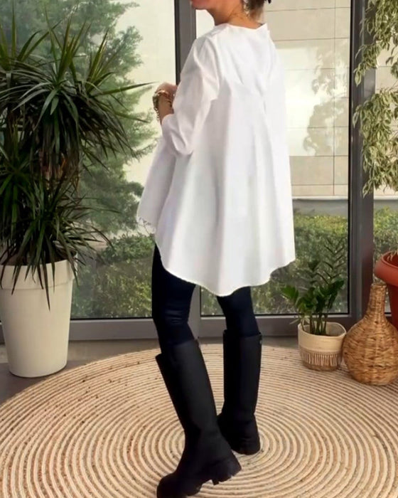 Solid color commuting top