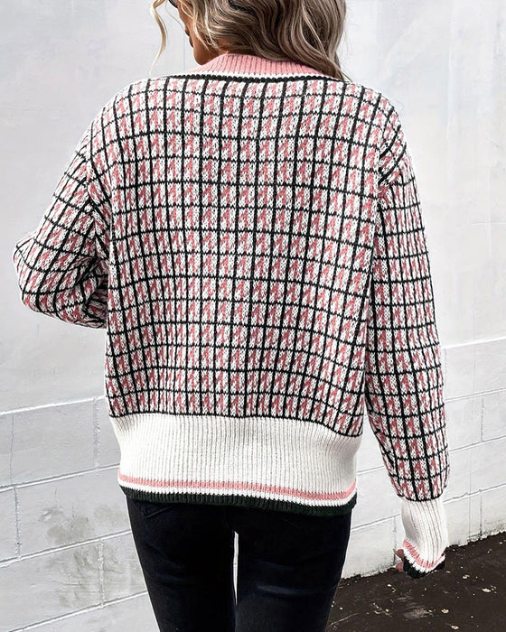 Vintage Plaid Button-Down Cardigan