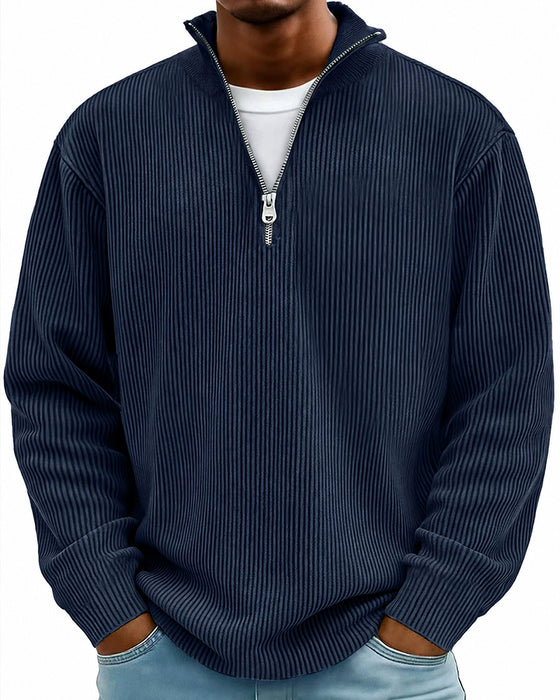Men's Zipper Lapel Long Sleeve Sweatshirt