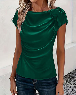 Off-Shoulder Sheen Slim Fit Blouse