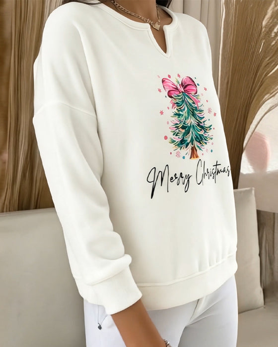 Christmas Tree Print Casual Sweatshirt