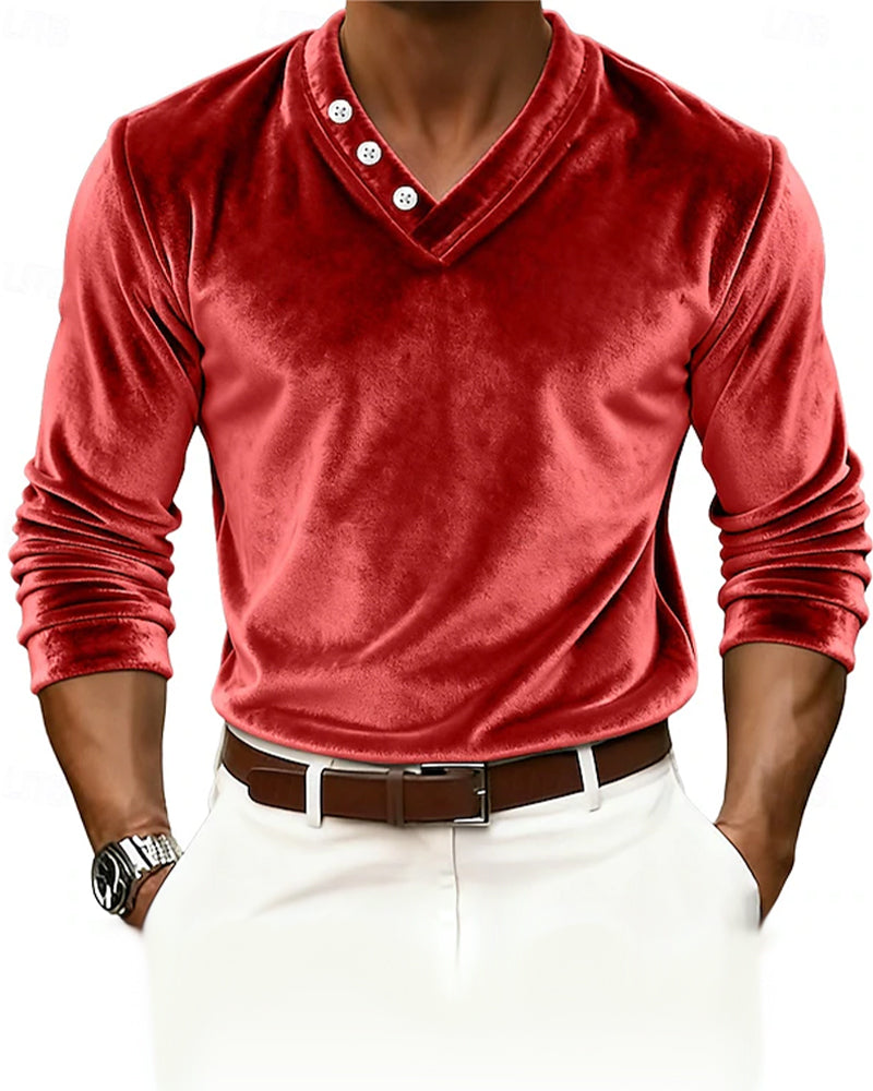 Men's Comfortable Velvet Long-Sleeve Top
