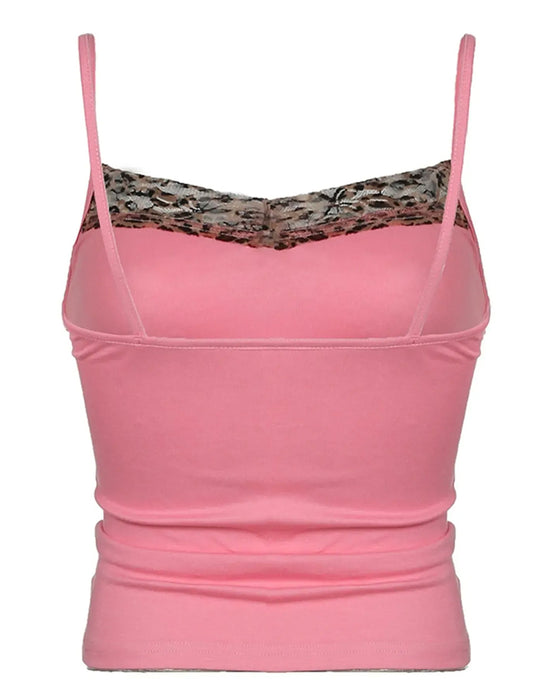 Spicy Girl Leopard Print Patchwork Cami Top