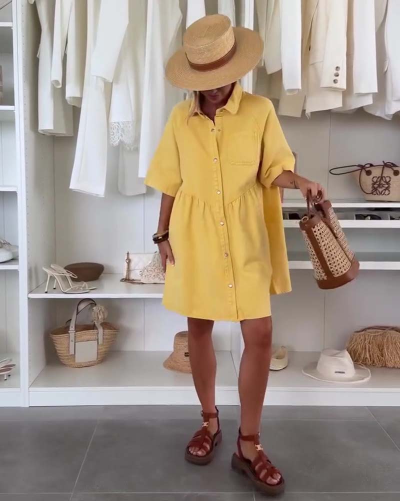 Loose Doll-Style Shirt Dress
