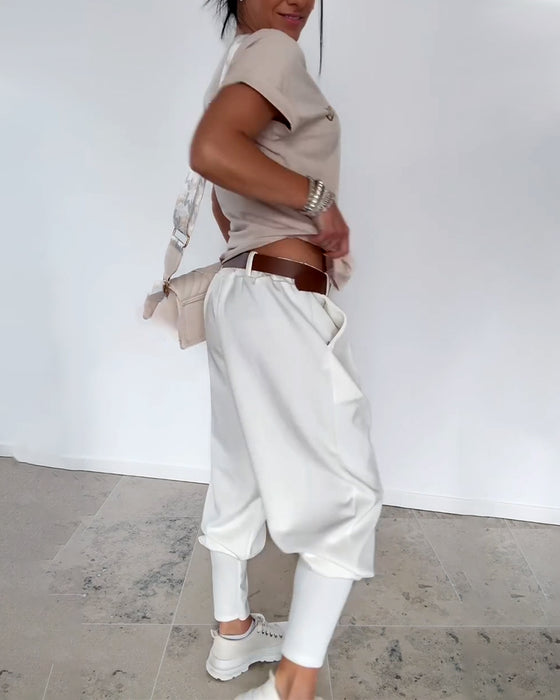 Fashion Solid Color Cropped Pants