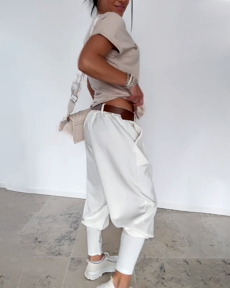 Fashion Solid Color Cropped Pants