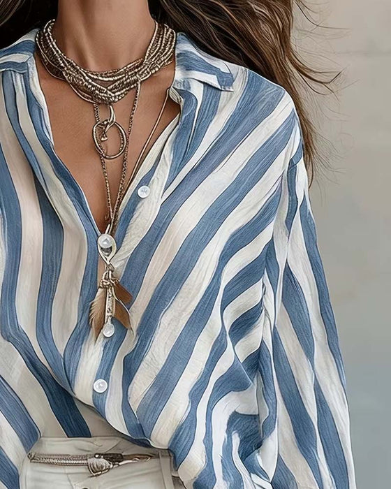 Watercolor Stripe Loose Blouse