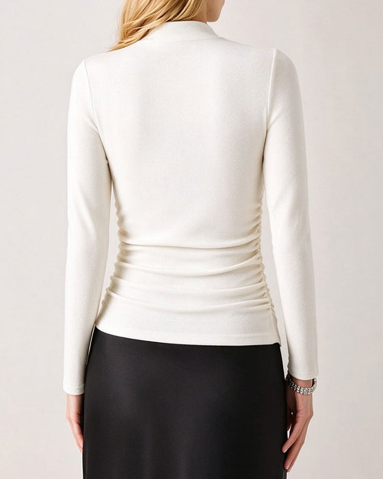 Half Turtleneck Side Shirred Bottoming Top