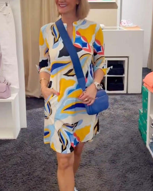 Contrast print pocket dress