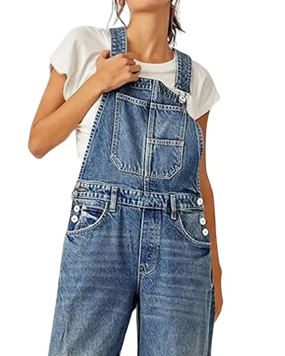 Suspender Pocket Denim Jumpsuit