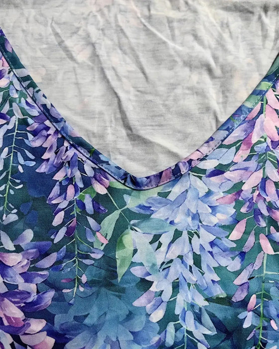 Short-sleeved botanical print Blouses