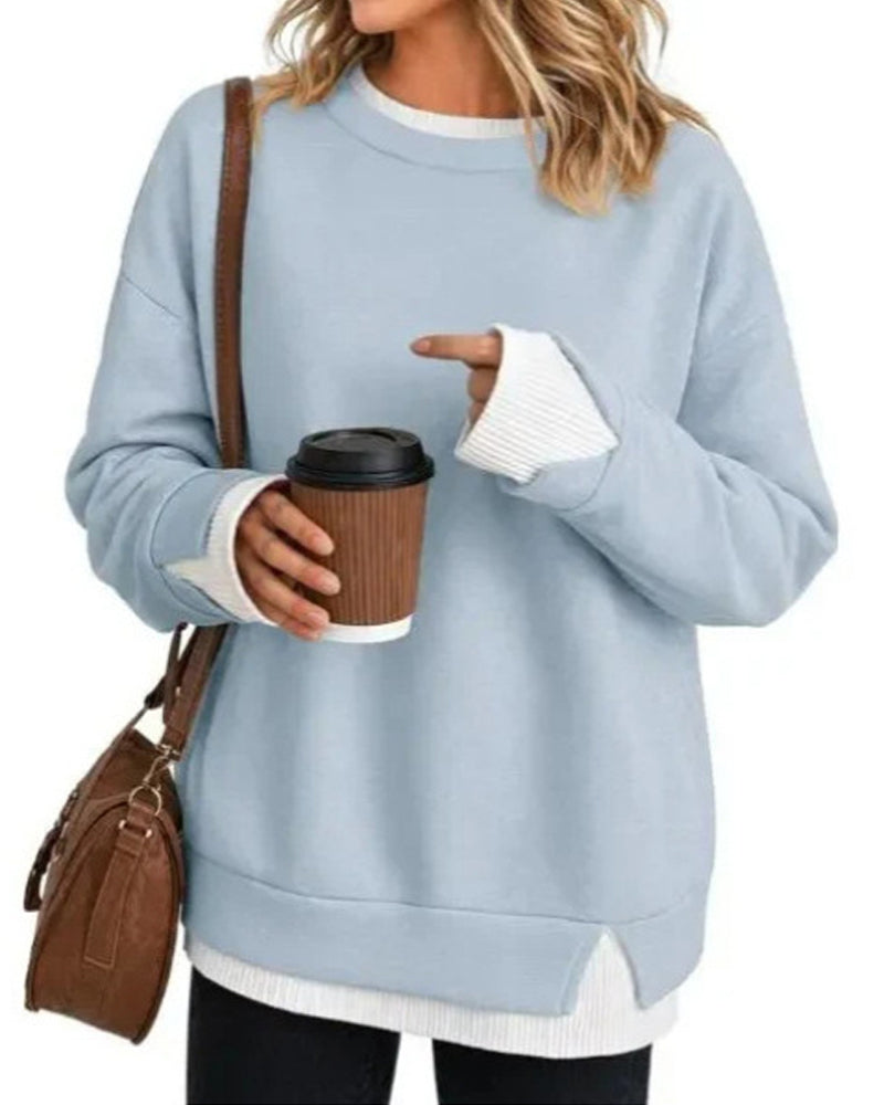 Fake Layered Loose Long Sleeve Sweatshirt
