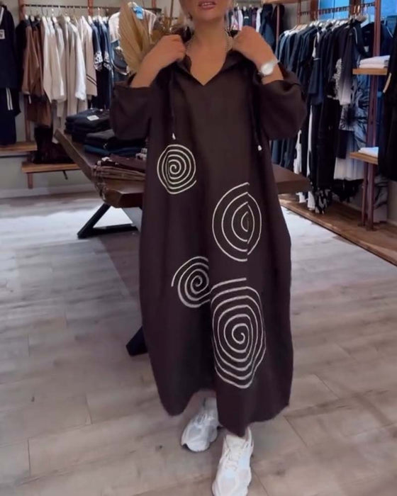Hooded Long Sleeve Loose Dress