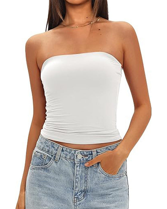 Strapless Cropped Fitted Tank Top
