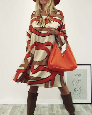 Round neck printed dress