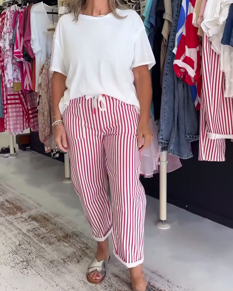 Casual Pocket Striped Pants