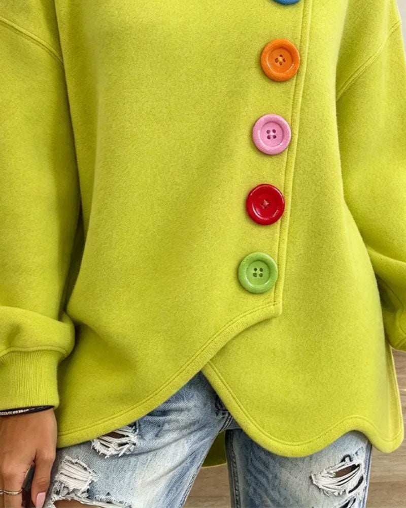 Lapel Contrast Buttoned Cross Coat