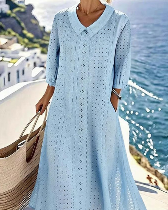 Baby Doll Neck Hollow Dress