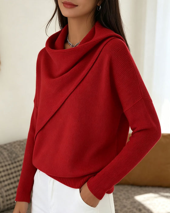 Stylish Mock Neck Long Sleeve Knit Pullover
