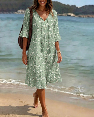 Floral V-Neck Strappy Dress