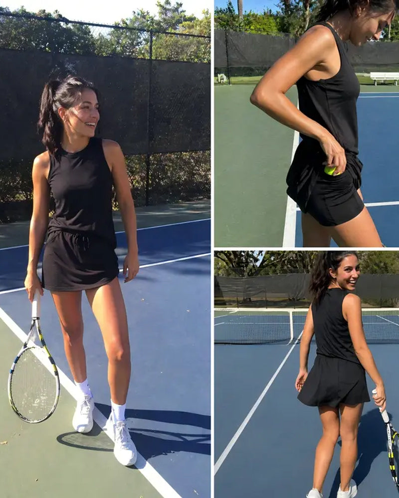 Sleeveless Round Neck Drawstring Casual Set