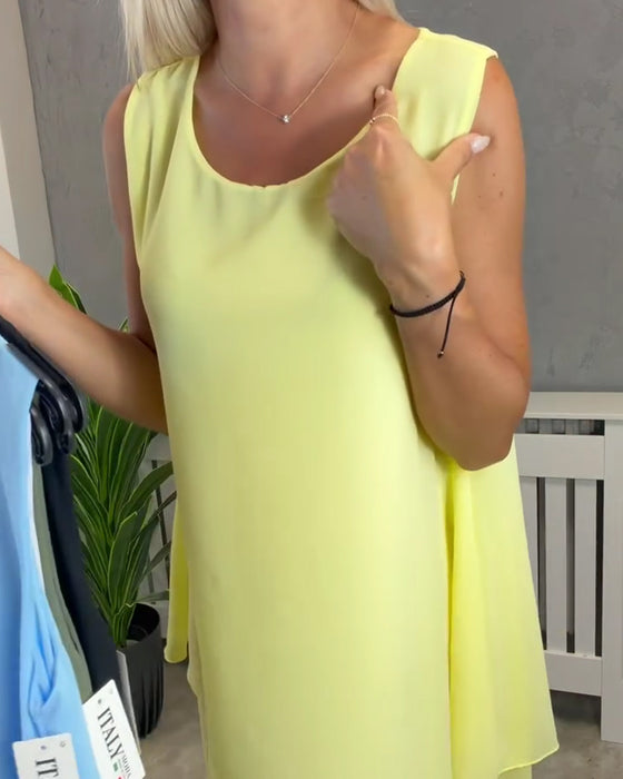 Sleeveless Solid Casual Dress