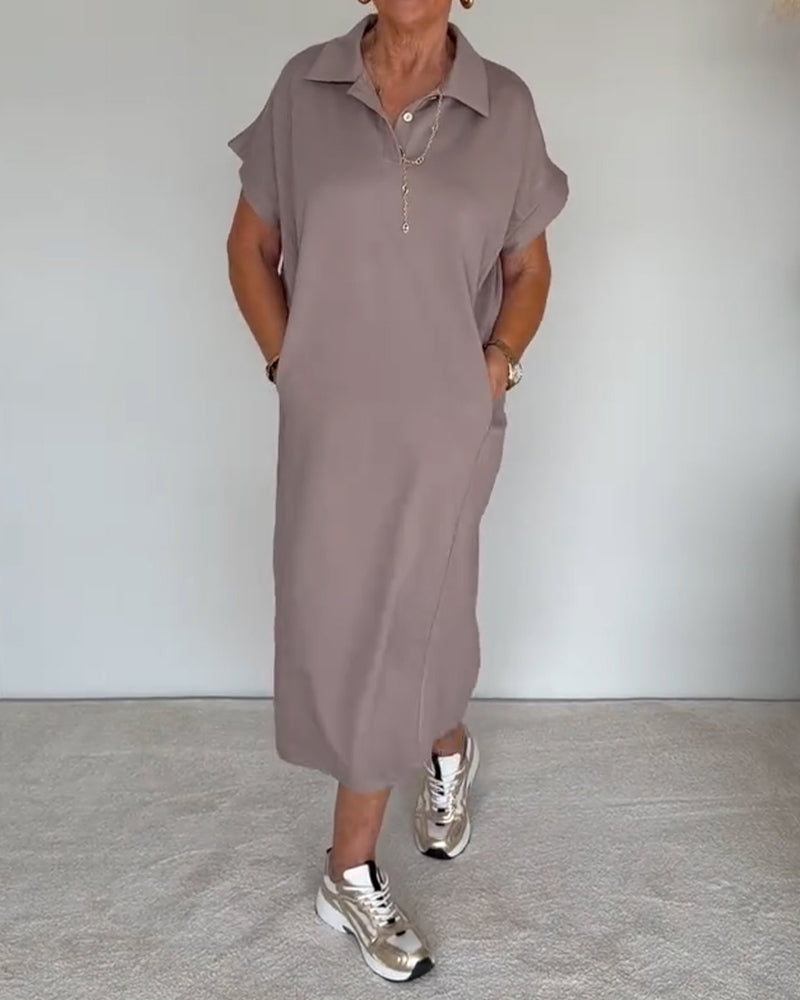 Casual Loose Polo Neck Dress