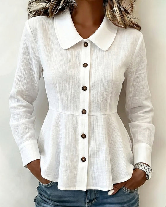 Solid Color Peter Pan Collar Shirt