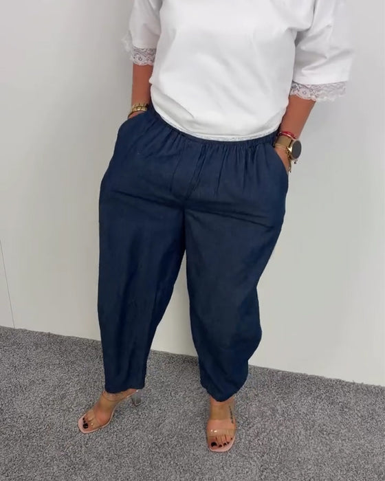 Stylish Pocket Denim Long Pants