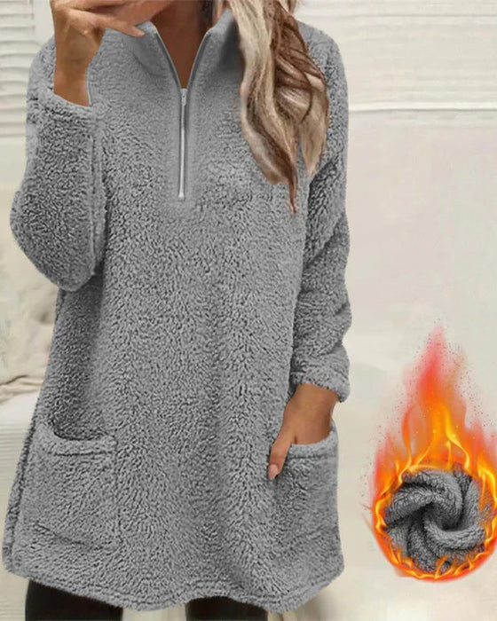 Solid Color Stand Collar Sweatshirt