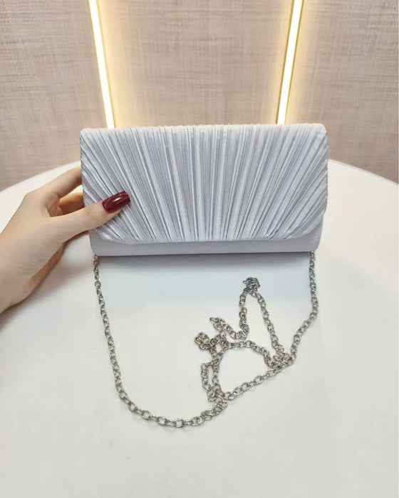 Solid Color Pleated Shoulder Bag