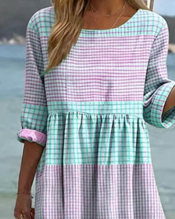 Striped Color Block Loose Dress