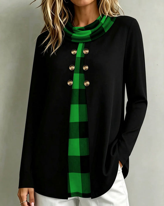 Plaid 2 In 1 Long-Sleeved Top