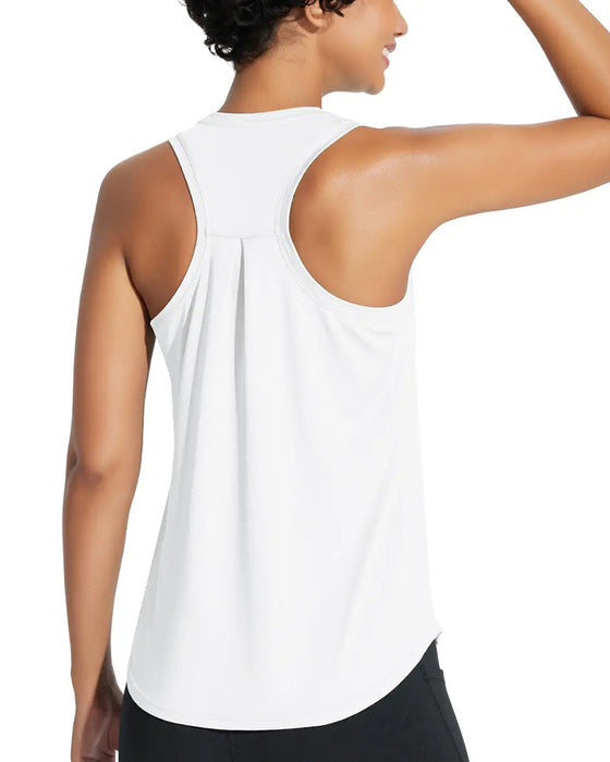 Racer Back Pleated Solid Tank Top