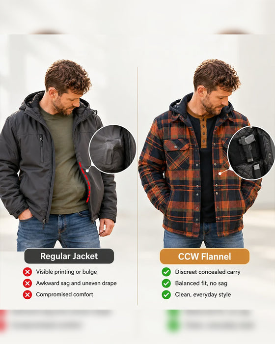 Men's Plaid Hooded Button-Up Coat