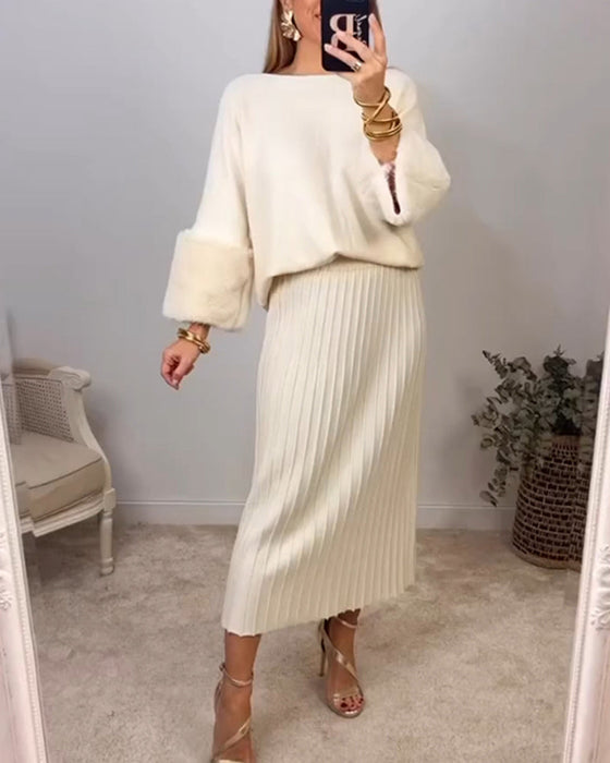 Elegant Solid color pullover with long sleeve