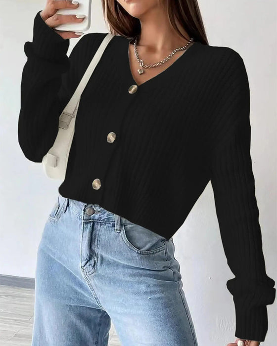 V-Neck Short Cardigan