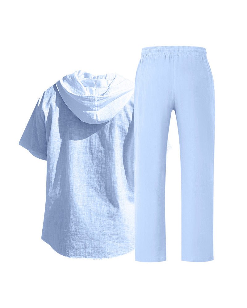 Men's Lightweight Hooded Two-Piece Set For Summer Casual Wear