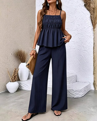 Casual Solid Color Two-Piece Set
