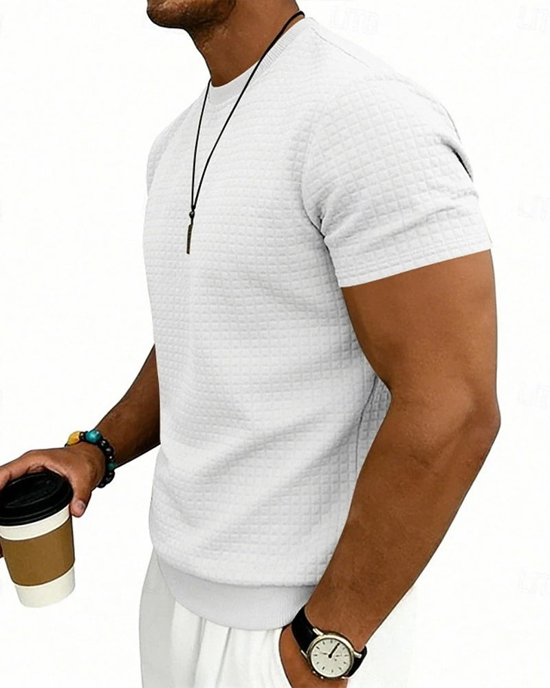 T-Shirt Ribbed Crewneck Short-Sleeve