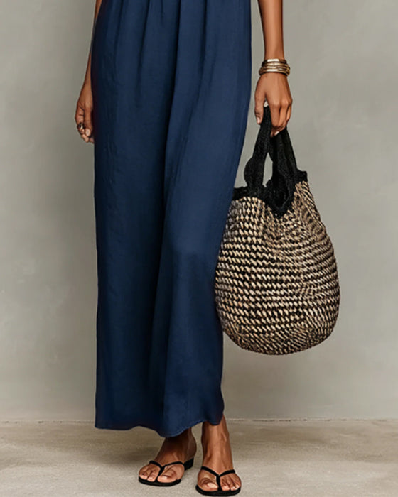Contrast Color Straight Maxi Dress