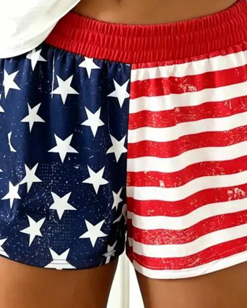 Flag Print Sport Pants