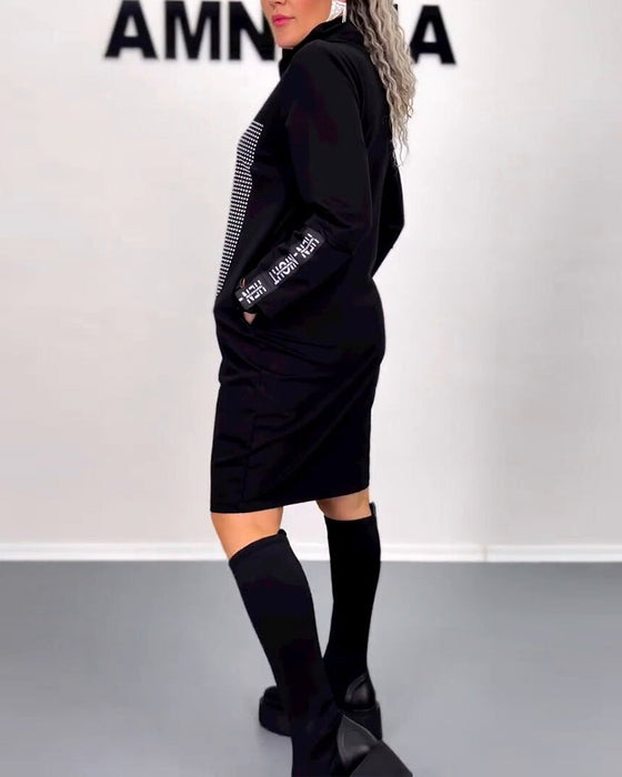 Casual Straight Dress with Drawstring