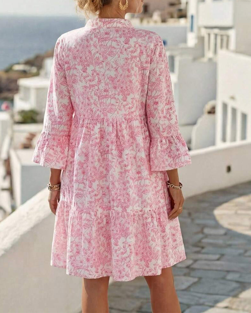 Floral V-Neck Cake Dress