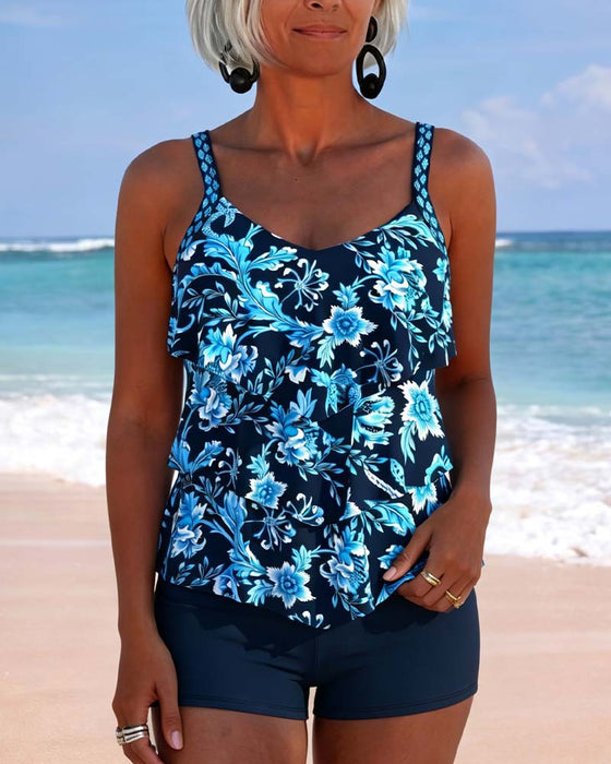 Irregular Ruffle Hem Tankini
