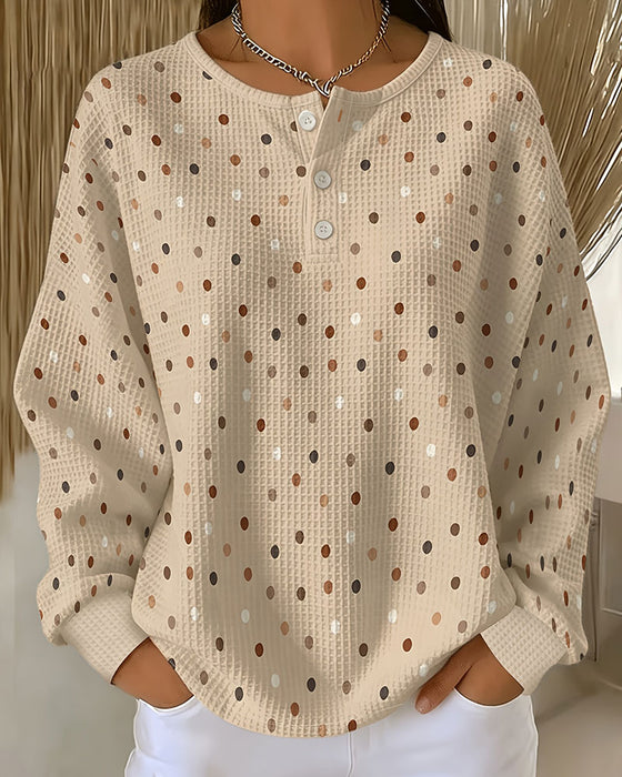 Crew Neck Polka Dot Sweatshirt