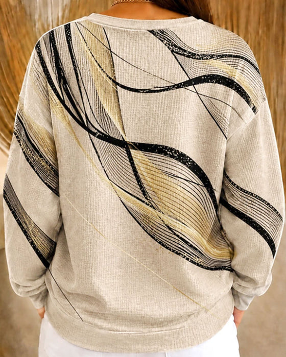 Wave Line Print Sweatshirt