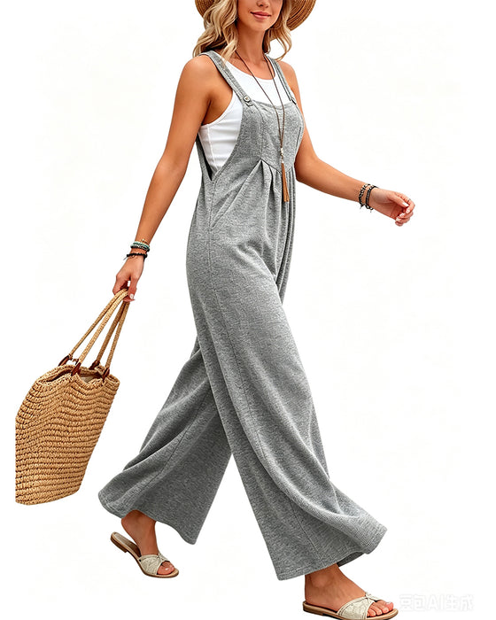 Knit Strappy Wide Leg Jumpsuit